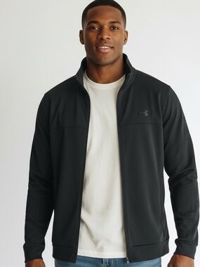 Men Under Armour Black Full-Zip Performance Jacket size Large Fitted